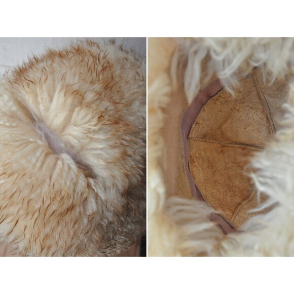 60s FUR Curly Lamb Sheepskin Lambskin Hat - Fluffy Wool Chunky Huge Hat Italian